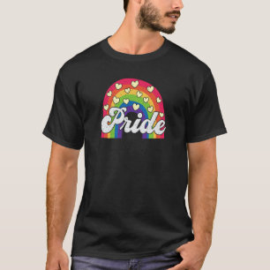 T-shirt LGBT Vintage Rainbow Pride Coeurs rétro LGBTQ Homm