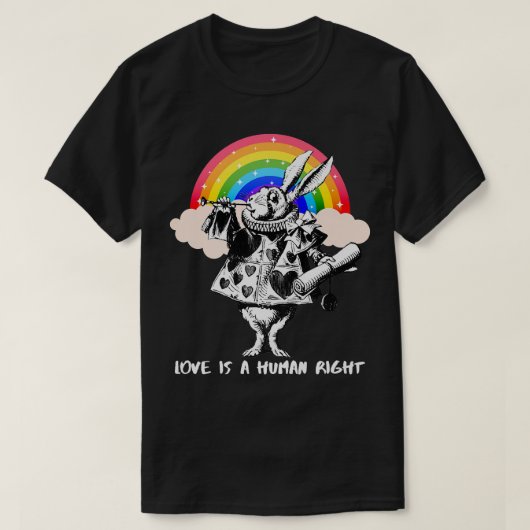 T-shirt LGBTQ Alice-In-Wonderland White Rabbit Love Is A H (Design devant)