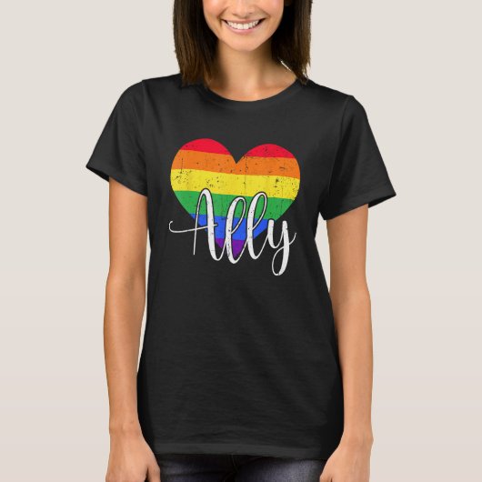 T-shirt LGBTQ Ally for Gay Pride Support (Devant)