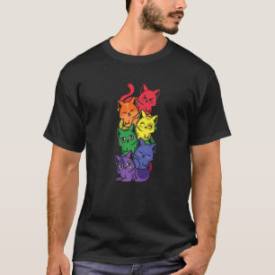 T-shirt LGBTQ Animal Lesbienne Chat Cute Arc-en-ciel Lesbi