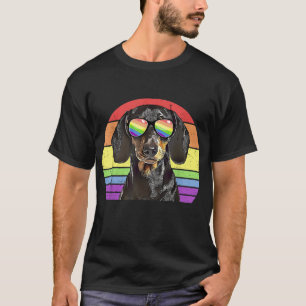 T-shirt LGBTQ Dachshund Chien Rétro Arc-en-ciel Amour Fier