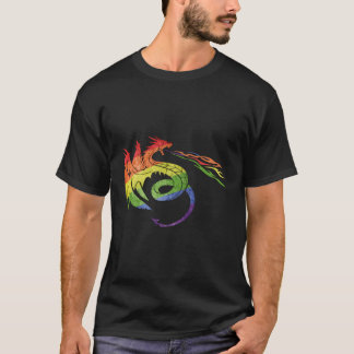 T-shirt Lgbtq Dragon Avec Rainbow Flame Pride Cadeau