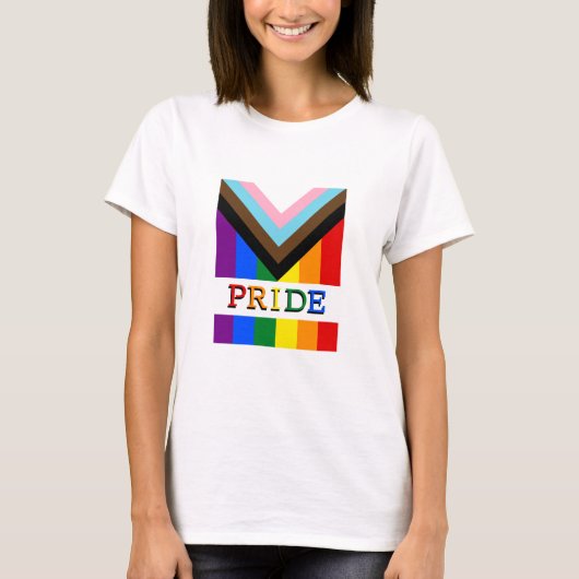 T-shirt LGBTQ & Fierté - Arc en ciel Progrès Drapeau Mode (Devant)