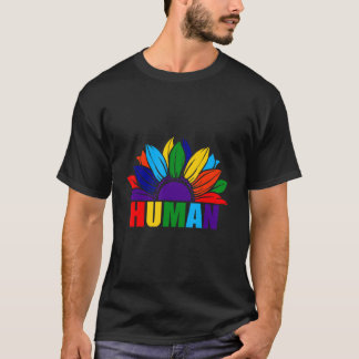 T-shirt Lgbtq Fierté Humaine Arc-En-Ciel Tournesol Lgbt Ga
