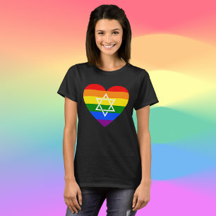 T-shirt LGBTQ Gay Arc-en-ciel Coeur Etoile juive de David