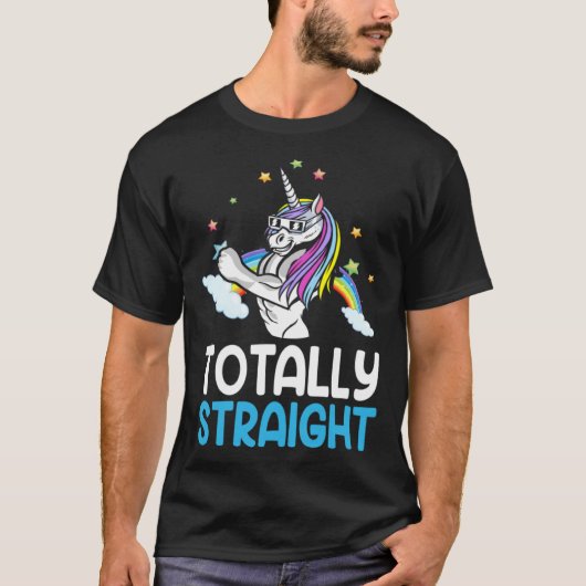 T-shirt LGBTQ Gay Pride Totally Straight Unicorn 4 (Devant)