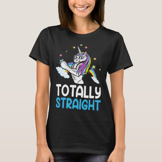 T-shirt LGBTQ Gay Pride  Totally Straight Unicorn  4 (Devant)