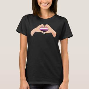 T-shirt Lgbtq Genderfluide Fierté Drapeau Main Coeur Signa