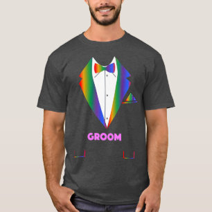 T-shirt LGBTQ Groom Tuxedo Gay pride arc-en-ciel Lesbienne