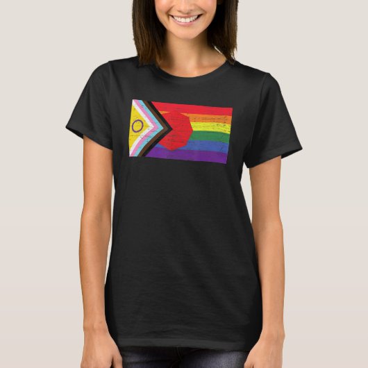 T-shirt LGBTQ+ Grunge Flag Inclusive Progressive Pride Fla (Devant)