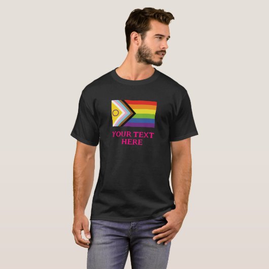 T-shirt LGBTQ+ Indicateur de progrès inclusif - Votre text (Devant entier)
