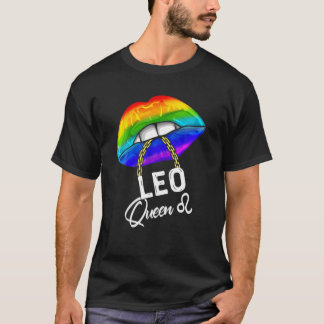 T-shirt LGBTQ Leo Queen Lips Gay pride arc-en-ciel Zodiac