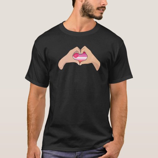 T-shirt Lgbtq Lipstick Fierté Drapeau Main Coeur Signal Li (Devant)