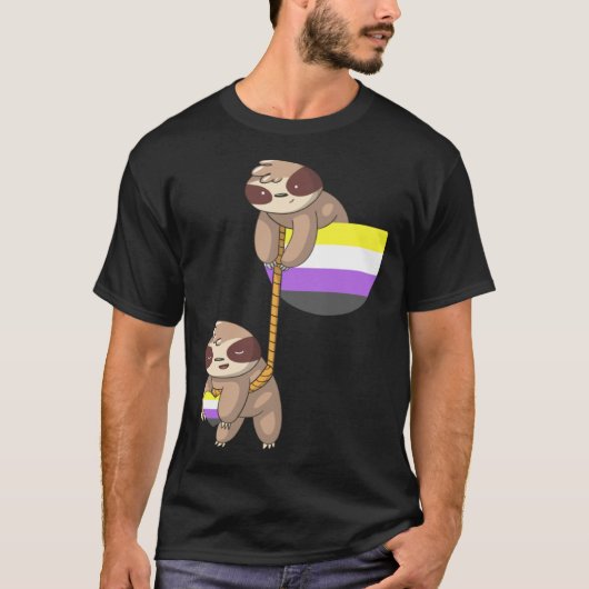 T-shirt LGBTQ Nonbinary Pride Sloth Rope Playing Nonbinary (Devant)
