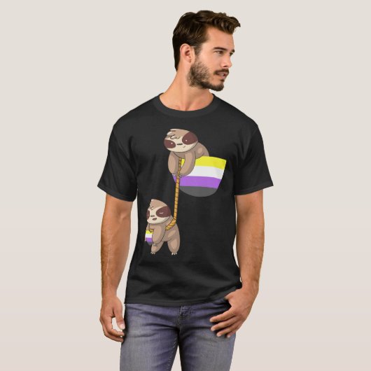 T-shirt LGBTQ Nonbinary Pride Sloth Rope Playing Nonbinary (Devant entier)