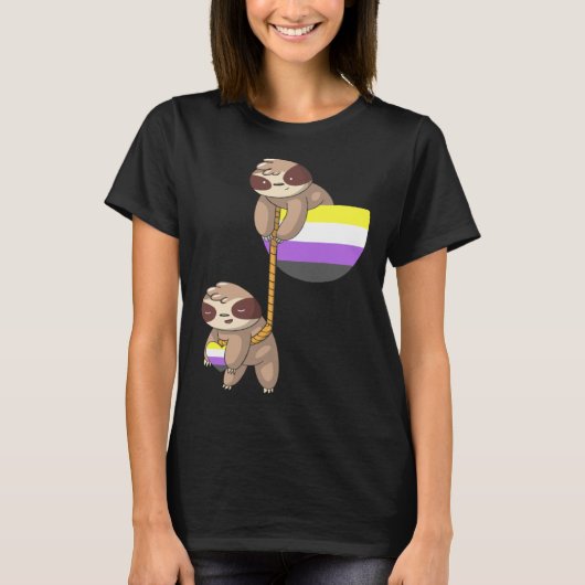 T-shirt LGBTQ Nonbinary Pride Sloth Rope Playing Nonbinary (Devant)