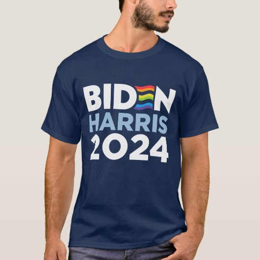 T-shirt LGBTQ Pour Biden Harris 2024 (Devant)