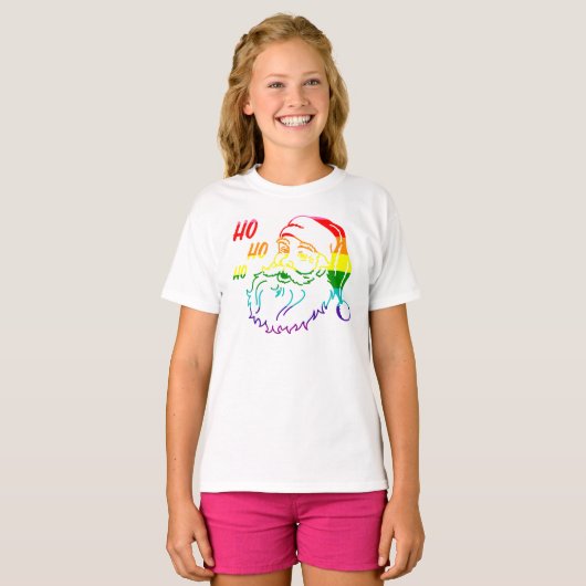 T-shirt LGBTQ Pride Arc en ciel Noël mignonne Père Noël (Devant entier)