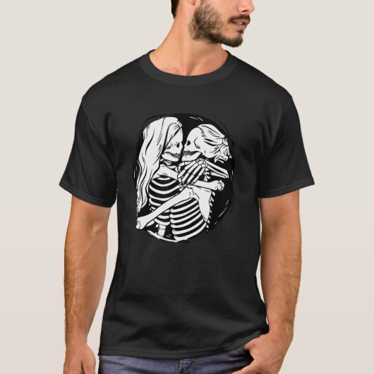 T-shirt LGBTQ Pride Lesbian Skeleton Halloween Valentine s (Devant)
