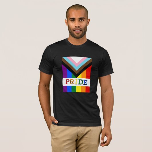 T-shirt LGBTQ & Pride - Rainbow Progress Mode drapeau (Devant entier)