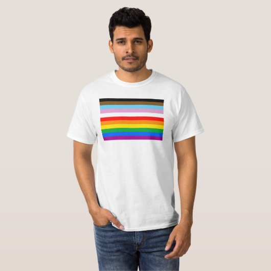 T-shirt LGBTQ+ Progrès des bandes d'indicateur (Devant entier)