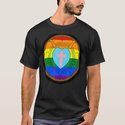 T-shirt Lgbtq Progrès Fierté Luthérienne Rose gay transgen (Devant)