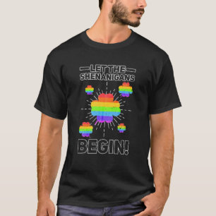 T-shirt LGBTQ Rainbow Shamrock Shenanigans Gay pride St Pa
