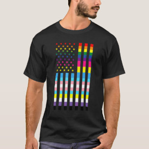 T-shirt Lgbtq Transgenre Non Binary Pan Us Flag Pride Rai