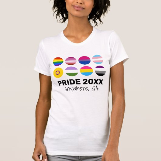 T-shirt LGBTQ+ Unité Pride Texte personnalisé (Devant)