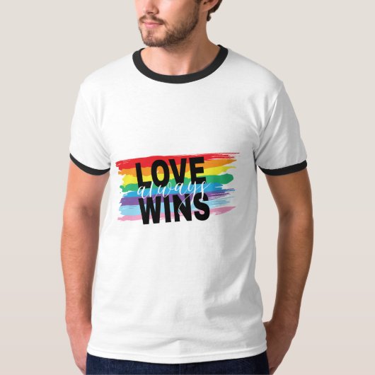 T-shirt LGBTQIA L'amour gagne toujours Rainbow Pride Cool (Devant)