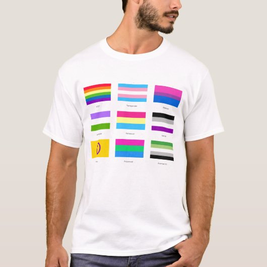 T-shirt LGBTQIA Pride 9 x DRAPEAUX Rainbow Awareness Chic  (Devant)