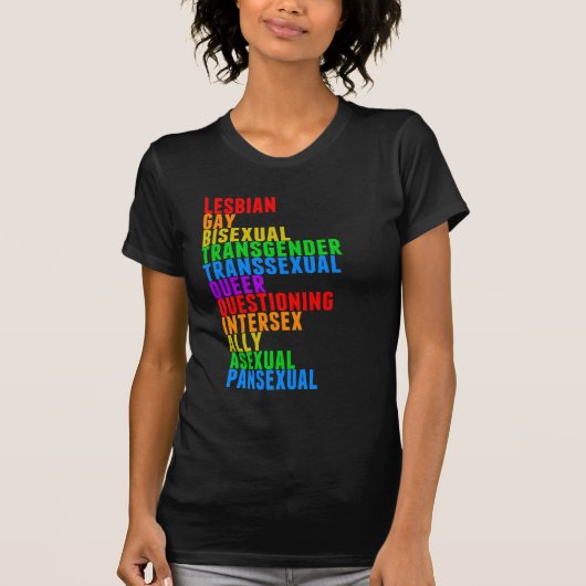 T-shirt LGBTQQIAAP Fierté Diversité Arc-en-ciel Acrostique (Devant)