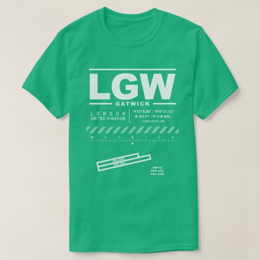T-shirt LGW à l'aéroport de Gatwick de Londres (Design devant)