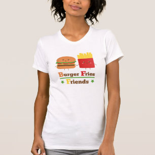 T-shirt L'hamburger de bande dessinée de Kawaii fait frir