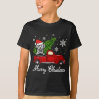 Lhasa Apso Chien À cheval Camion Rouge Joyeux Noël