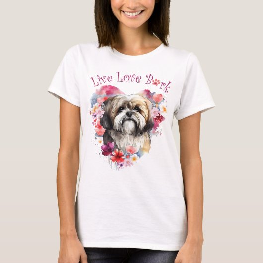 T-shirt Lhasa Apso Chien Maman Florale (Devant)