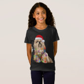 T-Shirt Lhassa Apso Feux de Noël Amoureux des chiens Père  (Devant entier)