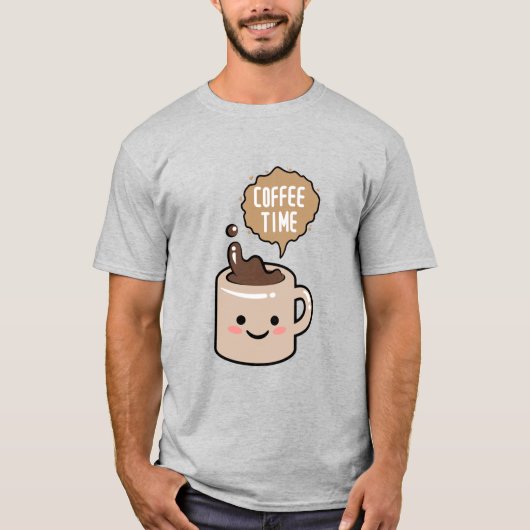 T-shirt l'heure du café drôle kawaii café (Devant)