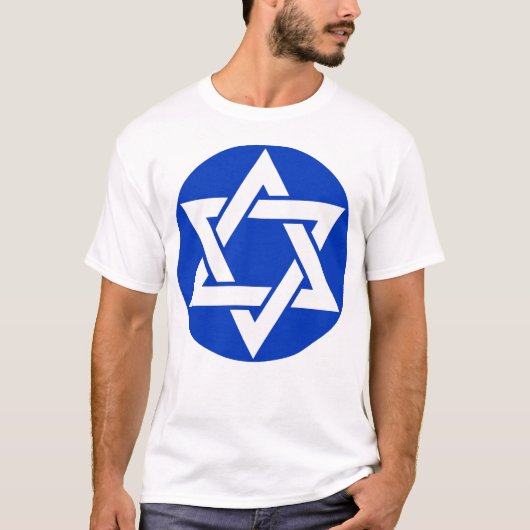 T-shirt L'Hexagram (blanc sur bleu) (Devant)