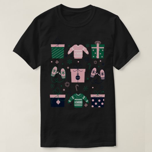 T-shirt L'hiver présente des pulls et des mitaines (Design devant)