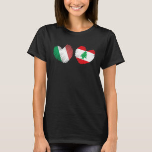 T-shirt Liban Italie Cœur Drapeau Italien Drapeau Libanais
