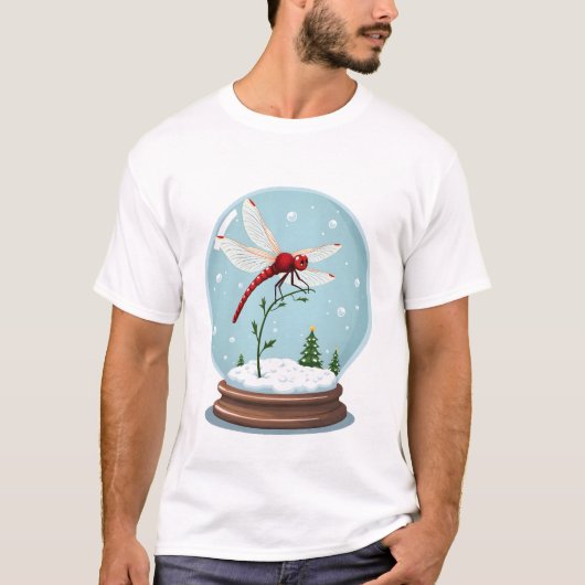 T-shirt Libellule dans boule à neige (Devant)