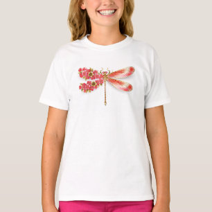 T-shirt libellule de fleurs avec sakura de bijoux