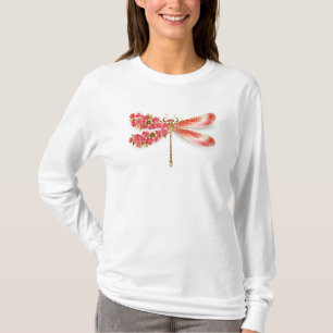 T-shirt libellule de fleurs avec sakura de bijoux