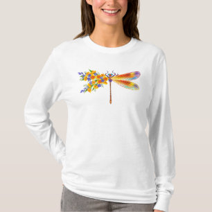 T-shirt libellule de fleurs jaunes