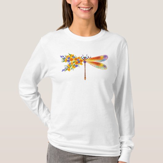 T-shirt libellule de fleurs jaunes (Devant)