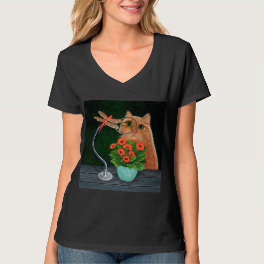 T-shirt Libellule et chat (Devant)