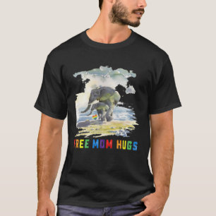 T-shirt Libérez Maman Hugs Mère LGBT Elephant Rainbow Wome