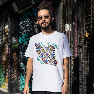 T-shirt Liberté de la vie des femmes Carreaux perses ver