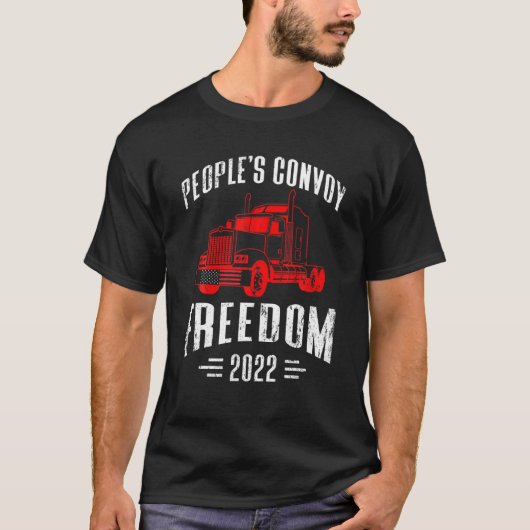 T-shirt Liberté du convoi du peuple 2022 I Support Trucker (Devant)